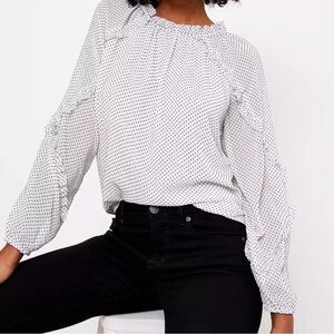 LOFT White Polka Dot Blouse